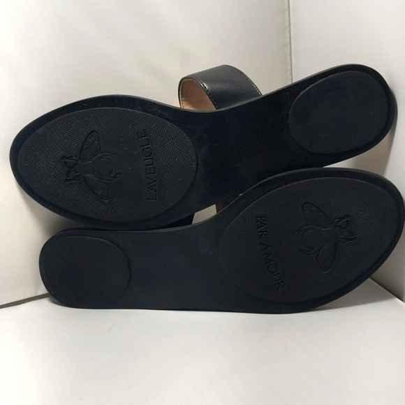 GUCCI Women's thong sandal with Gold Double G Black leather sz 41 11M - Picture 7 of 7